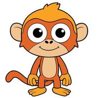 Cartoon monkey standing with a happy expression animal character illustration vector