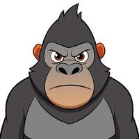 Angry cartoon gorilla illustration with serious expression and isolated on white background vector