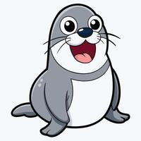 Adorable cartoon seal with wide eyes and a cheerful expression illustration vector