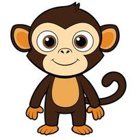 Cute cartoon monkey illustration with big eyes and a cheerful expression vector