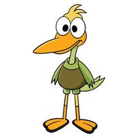 Cartoon duck character illustration quirky bird with large eyes and orange beak vector
