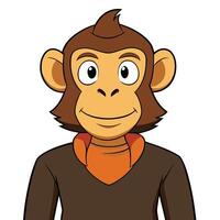Smiling monkey cartoon character wearing clothes ready for animation and children books vector