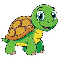 Cute cartoon turtle with a happy expression isolated on white background vector