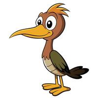 Cartoon hoopoe bird with a long beak standing cheerfully isolated vector