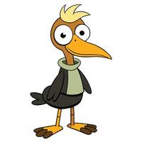 Cartoon bird character illustration funny bird design isolated on white vector