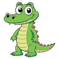 Friendly green cartoon crocodile standing upright with a smiling expression vector
