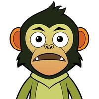 Cartoon monkey with worried expression digital illustration graphic resource vector