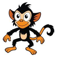 Cheerful cartoon monkey character with playful expression and mischievous pose isolated vector