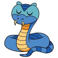 Cartoon illustration of a sleeping cobra snake with adorable expression vector