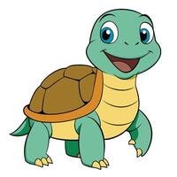 Happy cartoon turtle smiling front facing isolated on white background vector