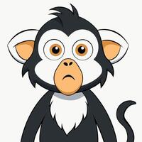 Cartoon monkey portrait with sad expression isolated on white background vector