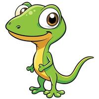 Cute cartoon lizard illustration smiling green reptile isolated on white background vector