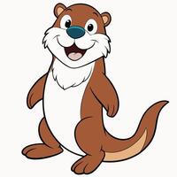 Cartoon otter standing upright with friendly smile and brown fur vector