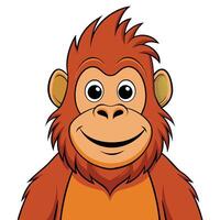 Cartoon monkey illustration smiling expression character design graphics for kids vector