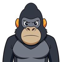 Cartoon gorilla illustration with angry expression on a white background vector