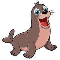 Cheerful cartoon seal with open mouth smiling on white background vector