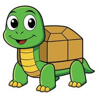 Cute cartoon turtle illustration with friendly smile and brown shell vector