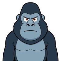 Cartoon gorilla character with angry expression isolated on white background vector