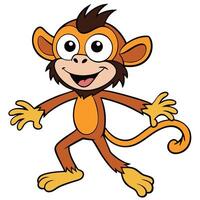 Cheerful monkey cartoon character illustration with playful expression on a white background vector