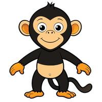 Cute cartoon monkey character standing upright with a cheerful expression vector