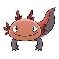 Cute cartoon axolotl illustration amphibian with smiling face and gills vector