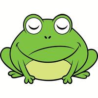 Cartoon green frog illustration with big eyes and a gentle smile vector