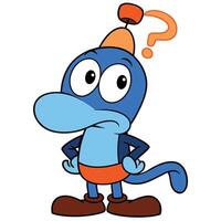 Cartoon character with question mark confused and uncertain illustration vector