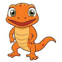 Cartoon orange salamander lizard reptile smiling animal illustration isolated vector