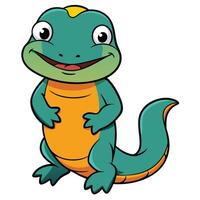 Cute happy cartoon lizard illustration smiling reptile character design graphics vector