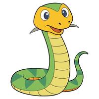 Cartoon green and yellow snake illustration isolated on white background reptile graphic vector