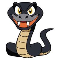 Cartoon cobra snake with evil expression and sharp fangs illustration vector