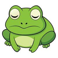 Cartoon green frog with sad expression isolated on white background illustration vector