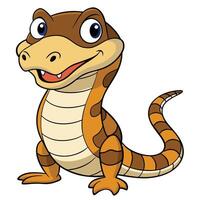 Friendly cartoon snake reptile illustration with big eyes and a smiling face vector