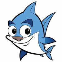 Cartoon style blue shark illustration with a friendly expression on a white background vector