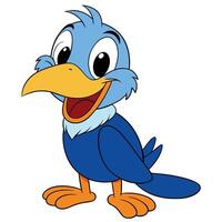 Cheerful blue bird cartoon character with a big smile and friendly expression vector