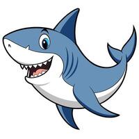 Cute cartoon shark smiling with sharp teeth illustration isolated vector