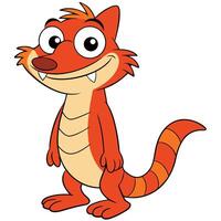 Standing cartoon orange lizard character with big eyes and smiling expression vector