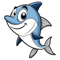 Cheerful cartoon dolphin character with playful expression and big eyes swimming vector