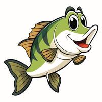 Smiling cartoon fish illustration with big eyes and playful expression in art vector