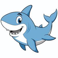 Friendly cartoon shark illustration isolated on white background design vector