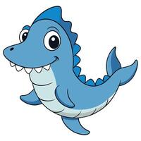 Cute cartoon baby shark illustration with happy expression isolated on white background vector