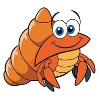 Happy cartoon hermit crab with shell illustration for kids vector