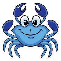 Cheerful blue crab cartoon character illustration isolated on white background vector