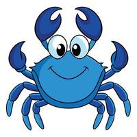 Cartoon illustration of a cute blue crab with a smiling face isolated vector