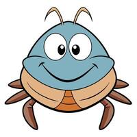 Cute cartoon crab character illustration with smiling face vector