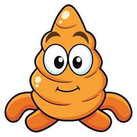 Smiling cartoon poop character with big eyes and curled shape illustration vector