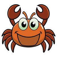 Cartoon style smiling crab illustration with big eyes and claws image vector
