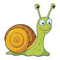 Cartoon snail illustration featuring a smiling character with big eyes and round shell vector