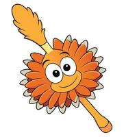 Whimsical orange flower character with smiling face and playful petals design vector