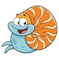 Smiling cartoon nautilus illustration animated sea creature design element vector